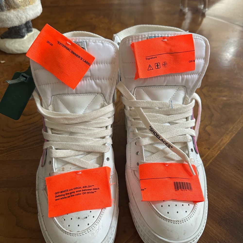 Off-White High-Top Sneakers - White and Orange